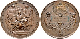 Römisch-Deutsches Reich. Wien, Stadt. 
Bronzemedaille o.J. (1883) von J. Tautenhayn, der Gesellschaft für graphische Künste. Drei allego­rische Figur...