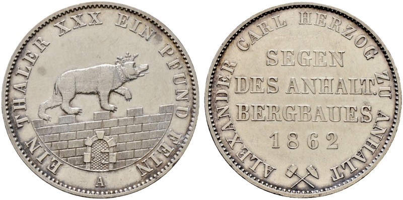 Altdeutsche Münzen und Medaillen. Anhalt-Bernburg. Alexander Carl 1834-1863 
Au...