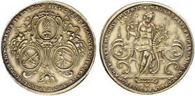 Altdeutsche Münzen und Medaillen. Augsburg, Stadt. 
Altvergoldete Silbermedaille 1624 von Daniel Sailer, auf die drei süddeutschen, in Münzangelegen­...