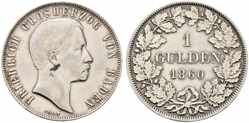 Altdeutsche Münzen und Medaillen. Baden-Durlach. Friedrich I. 1852-1907 
Gulden...