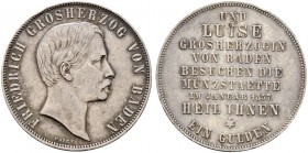 Altdeutsche Münzen und Medaillen. Baden-Durlach. Friedrich I. 1852-1907 
Gedenkgulden 1857. Auf den Münzbesuch. AKS 135, J. 77. Auflage: 776 Exemplar...