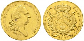 Altdeutsche Münzen und Medaillen. Bayern. Karl Theodor 1777-1799 
Dukat 1787 -München-. Büste nach rechts / Gekrönter Wappenschild auf gekreuzten Zwe...