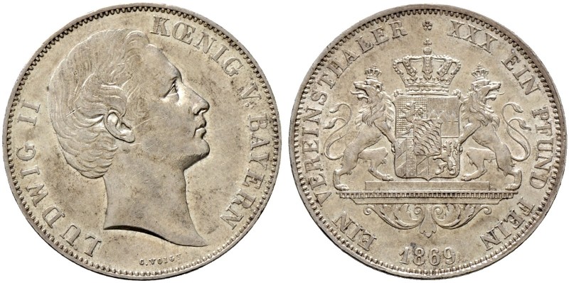 Altdeutsche Münzen und Medaillen. Bayern. Ludwig II. 1864-1886 
Vereinstaler 18...