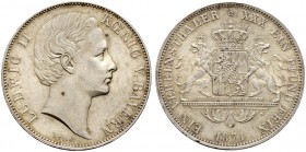 Altdeutsche Münzen und Medaillen. Bayern. Ludwig II. 1864-1886 
Vereinstaler 1871. AKS 174, J. 104, Thun 103, Kahnt 128.
minimale Randfehler, gutes ...