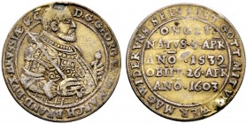 Altdeutsche Münzen und Medaillen. Brandenburg-Franken. Georg Friedrich I. 1543-1603 
1/8 Taler 1603 -Nürnberg-. Auf seinen Tod am 5. Mai. Münzmeister...