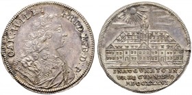 Altdeutsche Münzen und Medaillen. Brandenburg-Ansbach. Karl Wilhelm Friedrich 1729-1757 
1/4 Taler 1736. Stempel von P.P. Werner. Auf die Einweihung ...