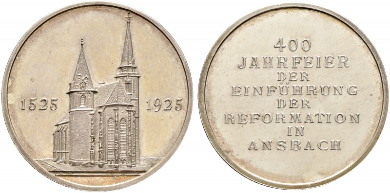 Altdeutsche Münzen und Medaillen. -Ansbach, Stadt. 
Silbermedaille 1925 von Lau...