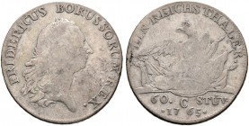 Altdeutsche Münzen und Medaillen. Brandenburg-Preußen. Friedrich II. 1740-1786 
Reichstaler zu 60 Stüber 1765 -Kleve-. Olding 98, v.Schr. 494, Dav. 2...
