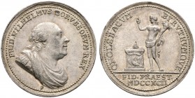 Altdeutsche Münzen und Medaillen. Brandenburg-Preußen. Friedrich Wilhelm II. 1786-1797 
Silbermedaille 1792 von A. Abramson, auf die Huldigung von An...