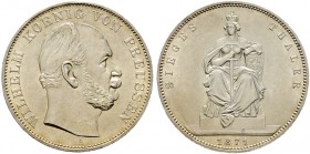 Altdeutsche Münzen und Medaillen. Brandenburg-Preußen. Wilhelm I. 1861-1888 
Siegestaler 1871 A. AKS 118, J. 99, Thun 272, Kahnt 390.
Prachtexemplar...