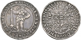 Altdeutsche Münzen und Medaillen. Braunschweig-Wolfenbüttel. Heinrich Julius 1589-1613 
Taler 1607 -Goslar oder Zellerfeld-. Wilder Mann. Welter 645B...