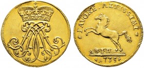Altdeutsche Münzen und Medaillen. Braunschweig-Wolfenbüttel. Ferdinand Albrecht II. †1735 
Dukat 1735 -Braunschweig-. Gekröntes Monogramm / Aufsteige...