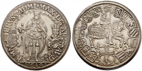 Altdeutsche Münzen und Medaillen. Deutscher Orden. Maximilian I. Erzherzog von Österreich 1590-1618 
Dicker Doppeltaler 1614 -Hall-. Stehender Hochme...