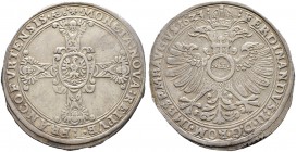 Altdeutsche Münzen und Medaillen. Frankfurt, Stadt. 
Taler 1623. Mit Titulatur Kaiser Ferdinand II. J.u.F. 382g, Dav. 5290. -Walzenprägung-
winziges...