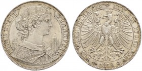 Altdeutsche Münzen und Medaillen. Frankfurt, Stadt. 
Vereinstaler 1858. AKS 7, J. 40, Thun 141, Kahnt 166.
kleine Kratzer und Randfehler, gutes vorz...