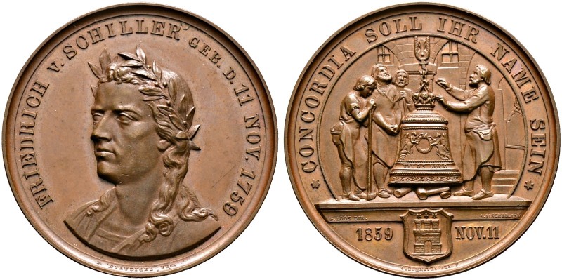 Altdeutsche Münzen und Medaillen. Hamburg, Stadt. 
Bronzemedaille 1859 von F. S...