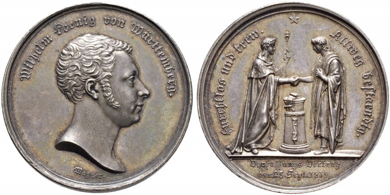 Altdeutsche Münzen und Medaillen. Württemberg. Wilhelm I. 1816-1864 
Silbermeda...