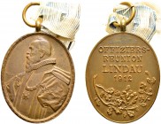 Thematische Medaillen. Medailleure. Goetz, Karl (1875-1950). 
Tragbare, hochovale Bronzemedaille 1912. "Offiziers-Reunion Lindau". Hüftbild des Prinz...