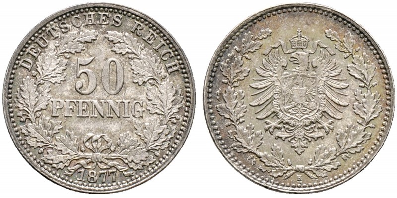 Deutsche Münzen und Medaillen ab 1871. Kleinmünzen. 
50 Pfennig 1877 H. J. 8.
...
