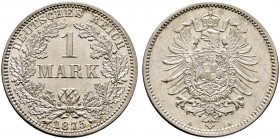 Deutsche Münzen und Medaillen ab 1871. Kleinmünzen. 
1 Mark 1875 A. J. 9.
Prachtexemplar, Stempelglanz