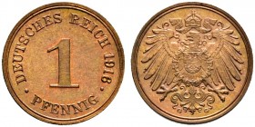 Deutsche Münzen und Medaillen ab 1871. Kleinmünzen. 
1 Pfennig 1916 G. J. 10.
selten in dieser Erhaltung, feinst zaponiert, Polierte Platte