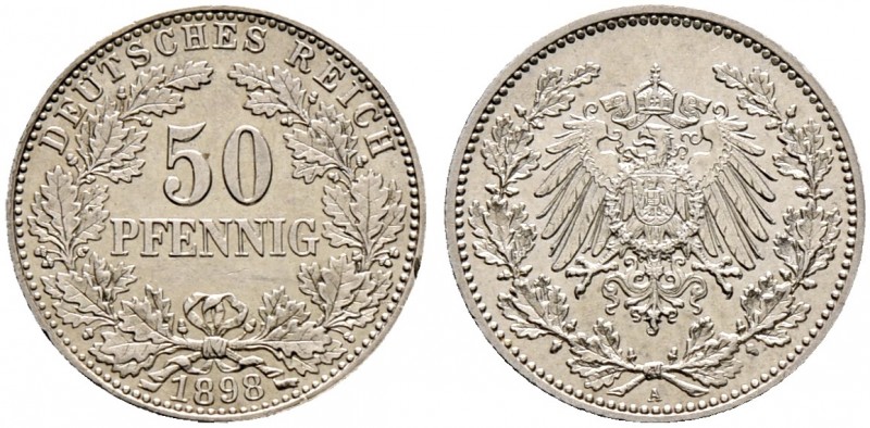 Deutsche Münzen und Medaillen ab 1871. Kleinmünzen. 
50 Pfennig 1898 A. J. 15....