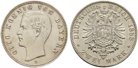 Deutsche Münzen und Medaillen ab 1871. Silbermünzen des Kaiserreiches. BAYERN. Otto 1888-1913 
2 Mark 1888 D. J. 43.
selten in dieser Erhaltung, win...