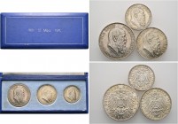Deutsche Münzen und Medaillen ab 1871. Silbermünzen des Kaiserreiches. BAYERN. Luitpold, Prinzregent 1911 
Set von 3 Münzen zu 2, 3 und 5 Mark 1911 D...