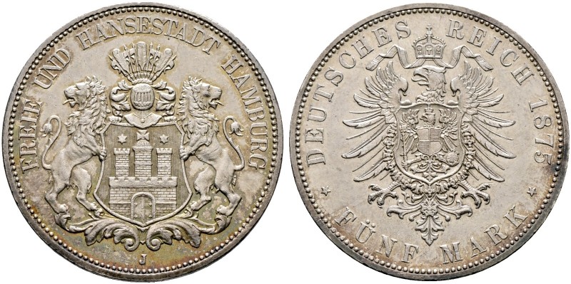 Deutsche Münzen und Medaillen ab 1871. Silbermünzen des Kaiserreiches. HAMBURG. ...