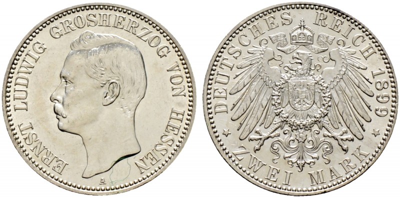 Deutsche Münzen und Medaillen ab 1871. Silbermünzen des Kaiserreiches. HESSEN. E...