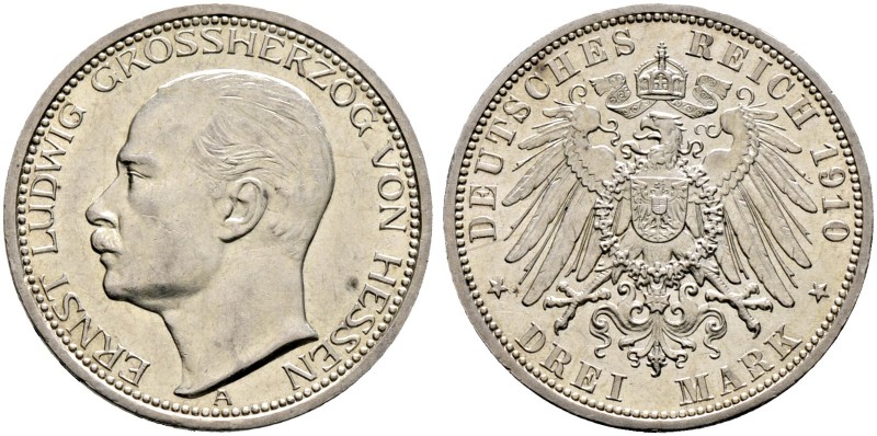 Deutsche Münzen und Medaillen ab 1871. Silbermünzen des Kaiserreiches. HESSEN. E...