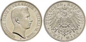 Deutsche Münzen und Medaillen ab 1871. Silbermünzen des Kaiserreiches. MECKLENBURG-SCHWERIN. Friedrich Franz IV. 1897-1918 
2 Mark 1901 A. Regierungs...