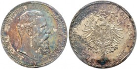 Deutsche Münzen und Medaillen ab 1871. Silbermünzen des Kaiserreiches. PREUSSEN. Friedrich III. 1888 
5 Mark 1888 A. J. 99. In Plastikholder der PCGS...