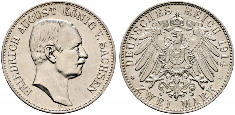Deutsche Münzen und Medaillen ab 1871. Silbermünzen des Kaiserreiches. SACHSEN. ...