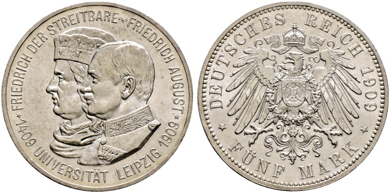 Deutsche Münzen und Medaillen ab 1871. Silbermünzen des Kaiserreiches. SACHSEN. ...
