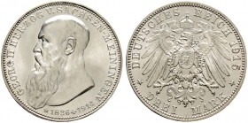 Deutsche Münzen und Medaillen ab 1871. Silbermünzen des Kaiserreiches. SACHSEN-MEININGEN. Georg II. 1866-1915 
3 Mark 1915. Auf seinen Tod. J. 155.
...
