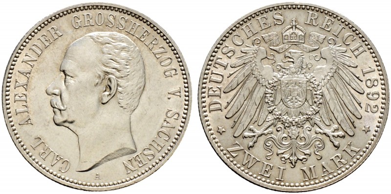 Deutsche Münzen und Medaillen ab 1871. Silbermünzen des Kaiserreiches. SACHSEN-W...