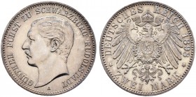Deutsche Münzen und Medaillen ab 1871. Silbermünzen des Kaiserreiches. SCHWARZBURG-RUDOLSTADT. Günther Victor 1890-1918 
2 Mark 1898 A. J. 167. Aufla...