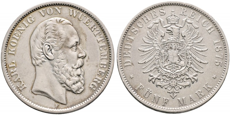 Deutsche Münzen und Medaillen ab 1871. Silbermünzen des Kaiserreiches. WÜRTTEMBE...
