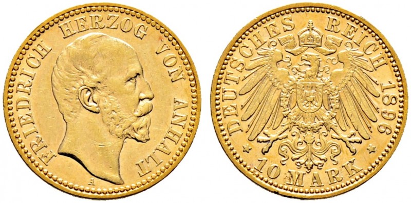 Deutsche Münzen und Medaillen ab 1871. Reichsgoldmünzen. ANHALT. Friedrich I. 18...