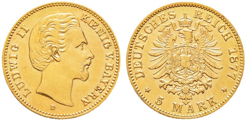 Deutsche Münzen und Medaillen ab 1871. Reichsgoldmünzen. BAYERN. Ludwig II. 1864...
