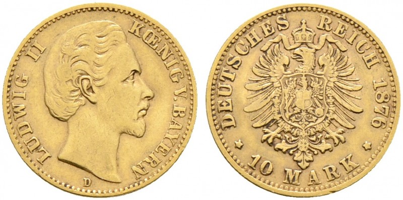 Deutsche Münzen und Medaillen ab 1871. Reichsgoldmünzen. BAYERN. Ludwig II. 1864...
