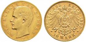 Deutsche Münzen und Medaillen ab 1871. Reichsgoldmünzen. BAYERN. Otto 1886-1913 
10 Mark 1898 D. J. 199.
sehr schön-vorzüglich/vorzüglich