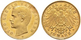 Deutsche Münzen und Medaillen ab 1871. Reichsgoldmünzen. BAYERN. Otto 1886-1913 
10 Mark 1900 D. J. 199.
sehr selten in dieser Erhaltung, Kabinettst...