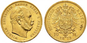 Deutsche Münzen und Medaillen ab 1871. Reichsgoldmünzen. PREUSSEN. Wilhelm I. 1861-1888 
10 Mark 1872 A. J. 242.
Exemplar aus dem „Schatz vom Julius...