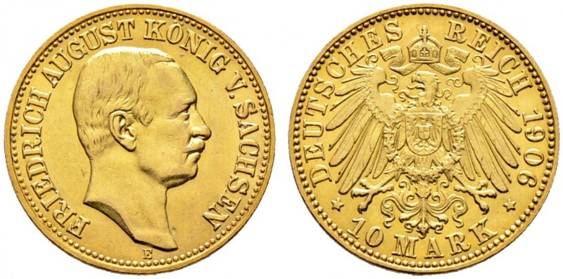 Deutsche Münzen und Medaillen ab 1871. Reichsgoldmünzen. SACHSEN. Friedrich Augu...