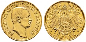 Deutsche Münzen und Medaillen ab 1871. Reichsgoldmünzen. SACHSEN. Friedrich August III. 1904-1918 
10 Mark 1910 E. J. 267.
gutes vorzüglich