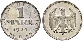 Deutsche Münzen und Medaillen ab 1871. Weimarer Republik. 
1 Mark 1924 E. J. 311.
selten in dieser Erhaltung, Polierte Platte

Auflage in PP: 115 ...