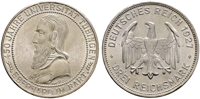 Deutsche Münzen und Medaillen ab 1871. Weimarer Republik. 
3 Reichsmark 1927 F....