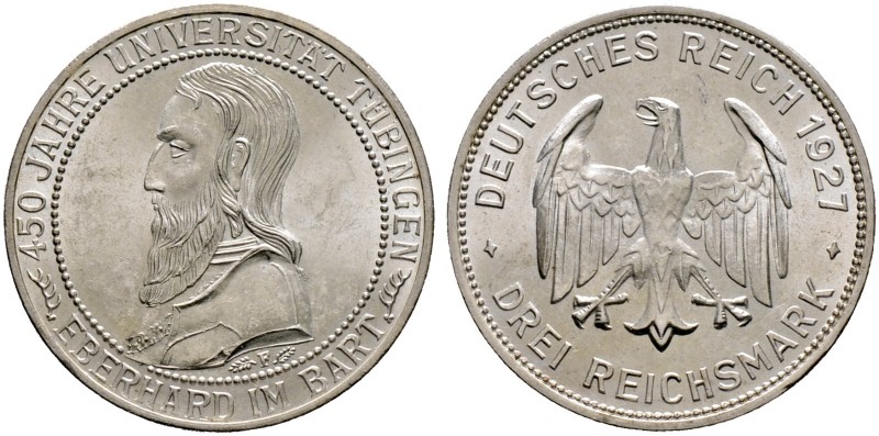 Deutsche Münzen und Medaillen ab 1871. Weimarer Republik. 
3 Reichsmark 1927 F....